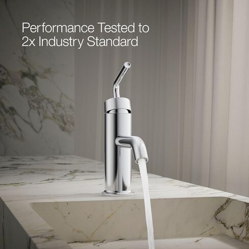 KOHLER K-14402-4A-CP Purist® صنبور حوض الحمام بمقبض واحد، مقبض رافعة مستقيمة، صنابير الحمام، 1.2 GPM، كروم مصقول in Kuwait