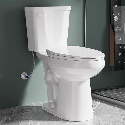19 Inch ADA Elongated Tall Toilet for Seniors 1.28 GPF White | Vitreous China Tornado Single Flush, For Bathroom, Comfort Seat Height 20",12" Rough In in Kuwait