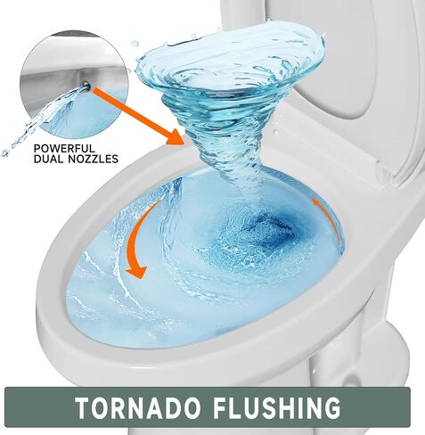 19 Inch ADA Elongated Tall Toilet for Seniors 1.28 GPF White | Vitreous China Tornado Single Flush, For Bathroom, Comfort Seat Height 20",12" Rough In in Kuwait