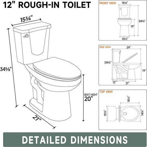 19 Inch ADA Elongated Tall Toilet for Seniors 1.28 GPF White | Vitreous China Tornado Single Flush, For Bathroom, Comfort Seat Height 20",12" Rough In in Kuwait