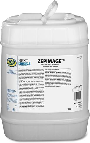 ملمع الأرضيات ذو المظهر الرطب من ZEP ZEPIMAGE - 5 جالون (وحدة واحدة) 193535 - قفل معدني من البوليمر الأكريليك، يجف بسرعة للحصول على لمعان عميق، ويحسن مقاومة الاحتكاك وعلامات الكعب السوداء in Kuwait