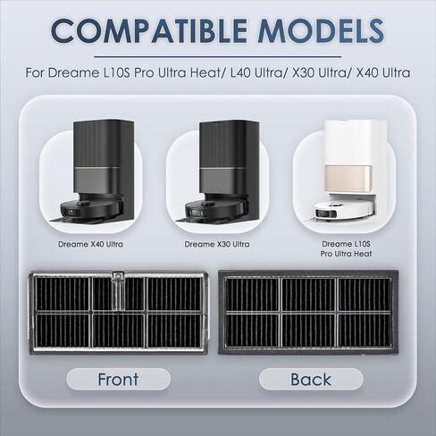 (9 عبوات) فلتر HEPA بديل لـ Dreame X40 Ultra، L10s Pro Ultra Heat، X30/ L40 Ultra، L10s Ultra Gen 2، Mova P50/ P50 Pro Ultra، P10 Pro Ultra Robot Vacuum Filters in Kuwait