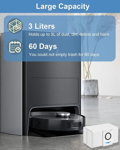 24 كيس مكنسة كهربائية لـ ECOVACS DEEBOT X1 OMNI، Turbo T10، T10 Omni، T20 Omni، T20، T20 Max، T20 Pro Robot Vacuum، أكياس بديلة عالية الترشيح، سعة كبيرة 3 لتر in Kuwait