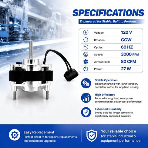 S99080199 محرك مروحة عادم الحمام 80 CFM 4.0 Sones استبدال سطح لفائف النحاس النقي الكهربائي مع محامل كروية متوافقة مع 512 512M 673 673C 8870 in Kuwait