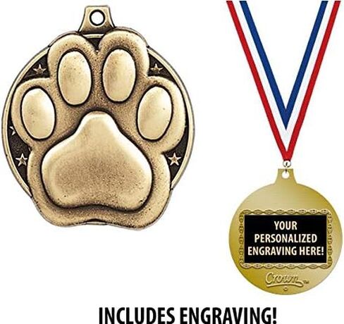 ميداليات Crown Awards Paw Print، وجائزة ميدالية التميمة الذهبية مقاس 2 بوصة مع نقش مخصص مجاني in Kuwait