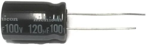 Nichicon Set of 5, 105°C Electrolytic Capacitor 120uF 100V (120 mfd 100V) 20% Radial, 1/2" x 13/16" (13x20mm) in Kuwait