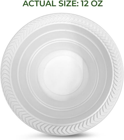 Betta 12 Oz Disposable Plastic Soup Bowls, White, 800 Count, Bulk Case for Schools, Breakrooms and Cafeteria, Microwave Safe (8 Pack Per Box x100) in Kuwait
