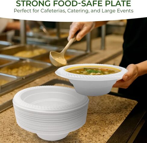 Betta 12 Oz Disposable Plastic Soup Bowls, White, 800 Count, Bulk Case for Schools, Breakrooms and Cafeteria, Microwave Safe (8 Pack Per Box x100) in Kuwait