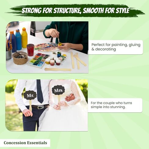 مقابض مروحة خشبية من Concession Essentials، 8 بوصات، عدد 100، أعواد حرفية ضخمة لبرامج الزفاف in Kuwait