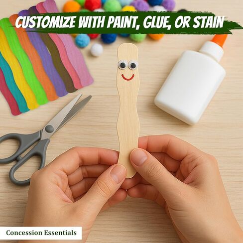 مقابض مروحة خشبية من Concession Essentials، 8 بوصات، عدد 100، أعواد حرفية ضخمة لبرامج الزفاف in Kuwait