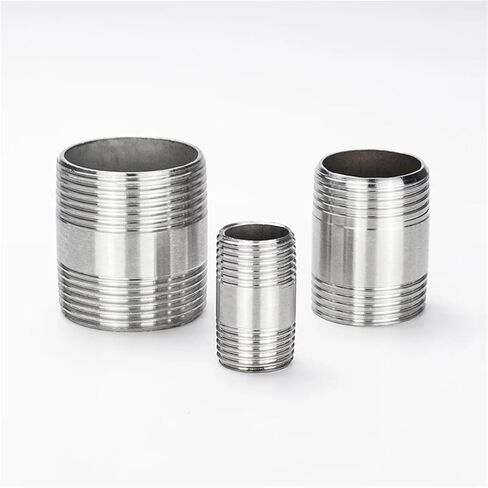 1/8" 1/4" 3/8" 1/2" 3/4" 1" Equal Male Thread 304 Stainless Steel Nipple Pipe Fitting Connector Coupler (3/8") in Kuwait