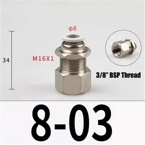 4mm 6mm 8mm 10mm x M5 1/8" 1/4" 3/8" Male Female Thread 3 Way Air Pneumatic Elbow Push In Quick Pipe Fitting(8mm-BSP3I8) in Kuwait