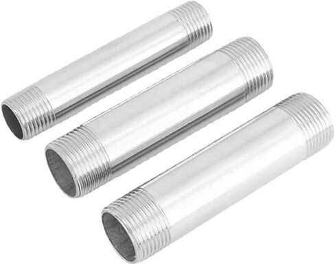 Long 60/80/100/150/200/300mm Barrel Nipple 3/8" BSPT Euqal Male 201 304 Stainless Fitting Pipe Connector(SS304 Stainless,150MM_3/8") in Kuwait