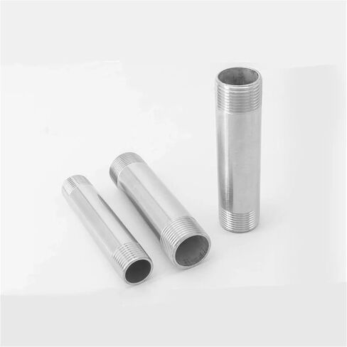 Long 60/80/100/150/200/300mm Barrel Nipple 3/8" BSPT Euqal Male 201 304 Stainless Fitting Pipe Connector(SS304 Stainless,150MM_3/8") in Kuwait