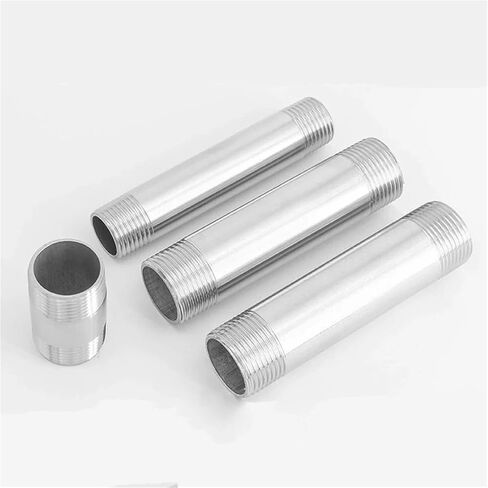 Long 60/80/100/150/200/300mm Barrel Nipple 3/8" BSPT Euqal Male 201 304 Stainless Fitting Pipe Connector(SS304 Stainless,150MM_3/8") in Kuwait
