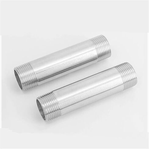 Long 60/80/100/150/200/300mm Barrel Nipple 3/8" BSPT Euqal Male 201 304 Stainless Fitting Pipe Connector(SS304 Stainless,150MM_3/8") in Kuwait