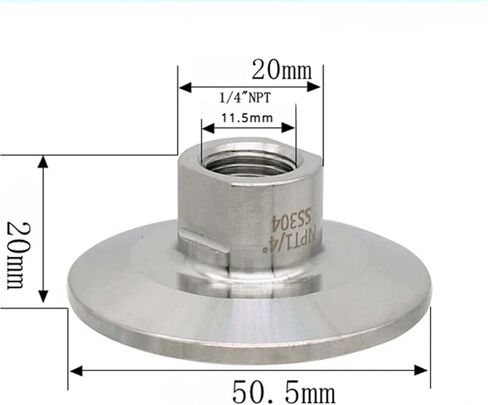 1/4" 3/8" 1/2" 3/4" 1" 1-1/2" 2" NPT Male Female 0.5" 1.5" 2" Tri Clamp Connector Pipe Fitting 304 Stainless Steel (Female NPT1l4 50.5) in Kuwait