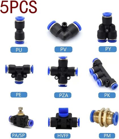 Pneumatic Fitting Pipe Connector Tube Air Quick Fittings Water Push In Hose Couping 4mm 6mm 8 10 12 14 16mm PU PY PK PM PZA(PM(5Pcs),8mm) in Kuwait