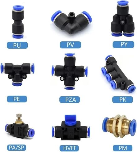 Pneumatic Fitting Pipe Connector Tube Air Quick Fittings Water Push In Hose Couping 4mm 6mm 8 10 12 14 16mm PU PY PK PM PZA(PM(5Pcs),8mm) in Kuwait
