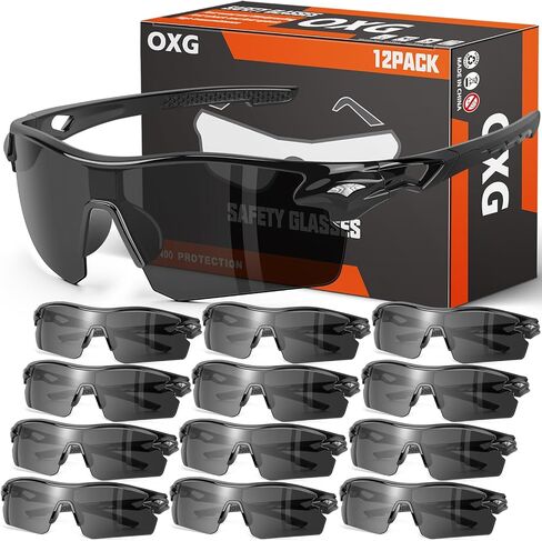 OXG 12 Pack Safety Glasses for Men Women, ANSI Z87.1 Safety Goggles Impact Resistant Protective Eyewear for Work, Outdoor in Kuwait