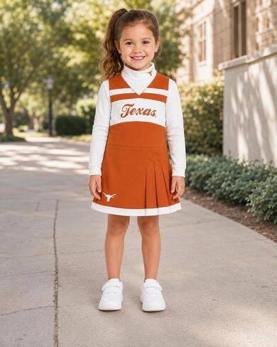 Outerstuff NCAA Texas Longhorns Little Girls Cheer Jumper Dress Set (4-6X) in Kuwait