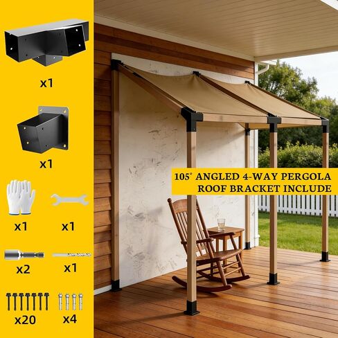 دعامة Pegola 15 درجة بأربعة اتجاهات مع قاعدة تثبيت على الحائط، وأقواس عمود مائلة مقاس 13 بوصة لخشب مقاس 4 × 4 بوصة (فعلي: 3.5 بوصة × 3.5 بوصة)، وأقواس Woodwrok DIY لبرجولات الفناء وشرفات المراقبة وكابينة السجل - عبوتان in Kuwait