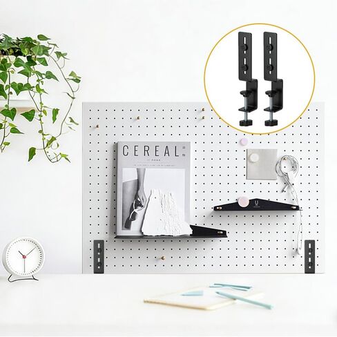 2 PCS Desk Clamp, Pegboard Fixing Bracket Pegboard Desk Hook Desktop Fixing Bracket, Desktop Accessories for Office Game Garage Home, Wall Board Organizer Metal Brackets (Black) in Kuwait