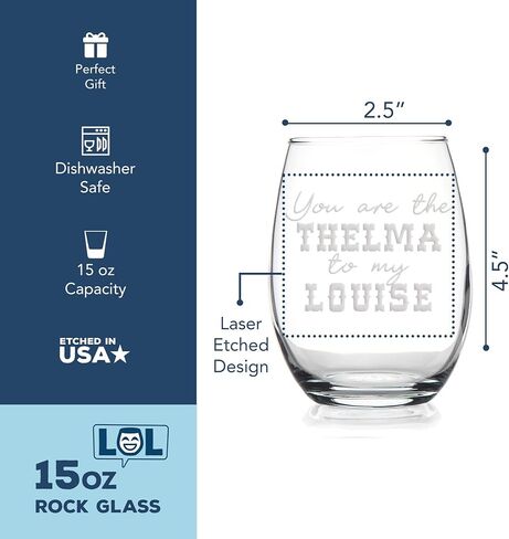 كأس النبيذ Thelma To My Louise Stemless - للأزواج، الصديقة، الصديق، هدية الصديق - كوب واحد in Kuwait
