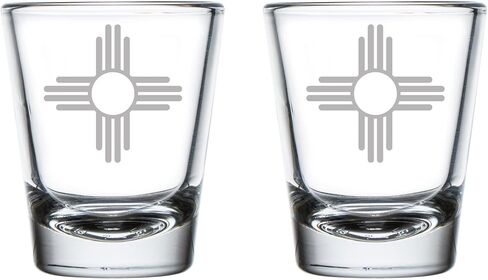 MIP Brand Set of 2 Shot Glasses 1.75oz Shot Glass New Mexico Sun Symbol in Kuwait