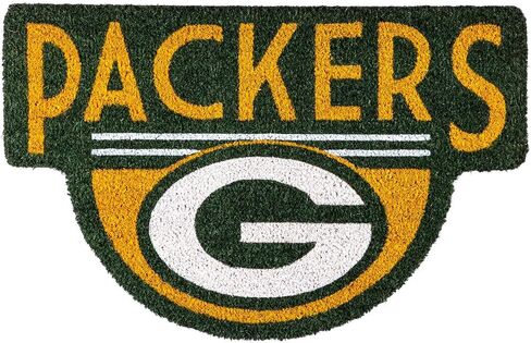 Team Sports America Officially Licensed NFL Fan Gear Green Bay Packers, Shaped Coir Door Mat Floor Mat Sports Accessories and Gift for Home Office and Fan Cave in Kuwait