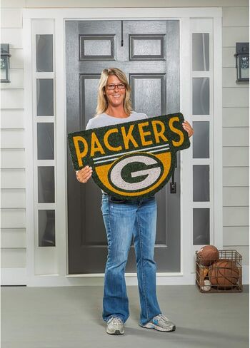 Team Sports America Officially Licensed NFL Fan Gear Green Bay Packers, Shaped Coir Door Mat Floor Mat Sports Accessories and Gift for Home Office and Fan Cave in Kuwait
