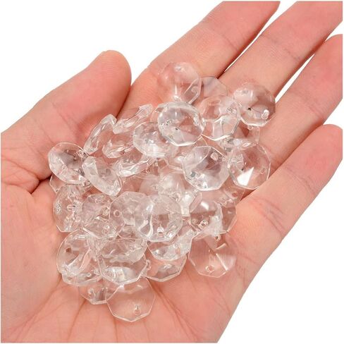 Hanging Crystals Prisms 50Pcs 14mm Crystal Prisms Clear Octagonal Beads for Lamp Light Decorations Hangings Crystals for Decoration in Kuwait