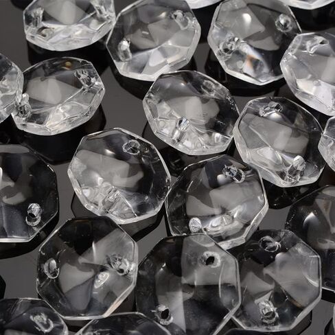 Hanging Crystals Prisms 50Pcs 14mm Crystal Prisms Clear Octagonal Beads for Lamp Light Decorations Hangings Crystals for Decoration in Kuwait