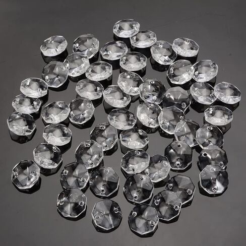 Hanging Crystals Prisms 50Pcs 14mm Crystal Prisms Clear Octagonal Beads for Lamp Light Decorations Hangings Crystals for Decoration in Kuwait