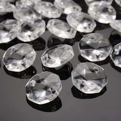 Hanging Crystals Prisms 50Pcs 14mm Crystal Prisms Clear Octagonal Beads for Lamp Light Decorations Hangings Crystals for Decoration in Kuwait