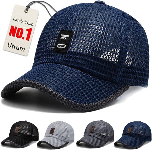 Utrum Lightweight & Breathable Baseball Cap for Summer Mesh Hat Men Trucker Women Running Golf Sports Cool Flat Cold in Kuwait