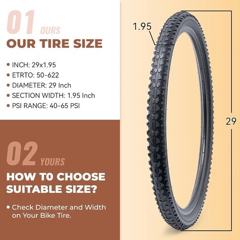 قطعتان، إطارات دراجة 29x1.95، متينة قابلة للطي 29 بوصة 50-622 29x1.95 إطارات دراجات جبلية، إطارات دراجة بديلة للدراجات الجبلية MTB للطرق الوعرة، فاصلة (M-026) in Kuwait