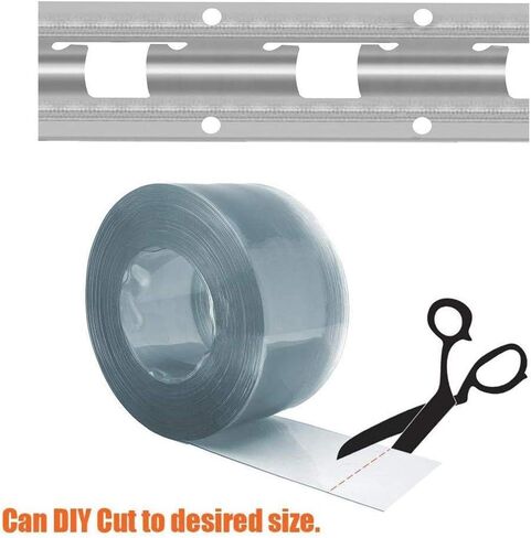 Heavy Duty PVC Strip Door Curtain Kit - Waterproof Vinyl for Walk-in Freezers, Warehouses, Garages (5pcs, 0.75x2.3m) - Easy Install, Durable, Energy Efficient, Temperature Control,Green,5pcs 0.75x2.3m in Kuwait