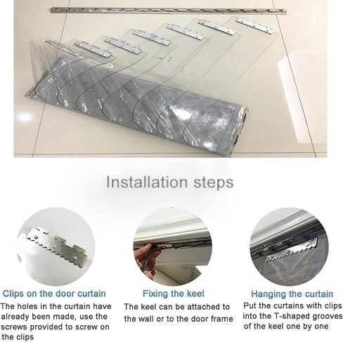 ستارة شريط PVC شفافة 1.5 مم - ستائر رأسية سهلة التركيب للاستخدام الداخلي، ستارة حاجز مقاومة للرياح (1.2x2.3 م) - مثالية لمساحات المنزل والمكتب، شفافة، 1.2x2.3 م in Kuwait
