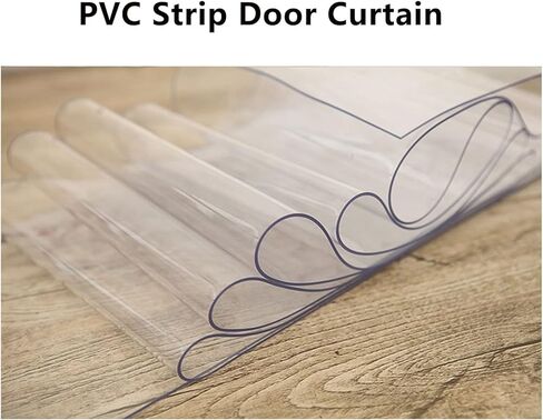 ستارة شريطية شفافة من مادة PVC - غطاء باب من الفينيل مقاوم للماء، ستائر بلاستيكية متينة للمبردات، شرائح رأسية سهلة القطع، مثالية للمحلات التجارية والمستودعات الصناعية، الحجم_الاسم، 75 × 240 سم / 29.53 × 94.49 بوصة in Kuwait