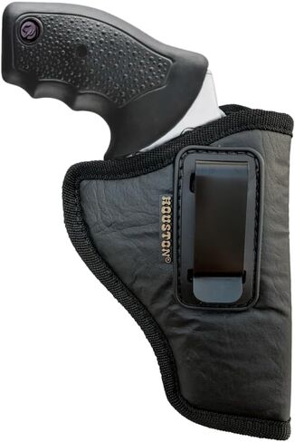 هيوستن غون هولسترز IWB Revolver Holster - حافظة حمل مخفية من الجلد البيئي مع تصميم داخلي من جلد الغزال - يناسب مسدسات الإطار K L M N Taurus القاضي Ruger GP100 38 Spl + P in Kuwait