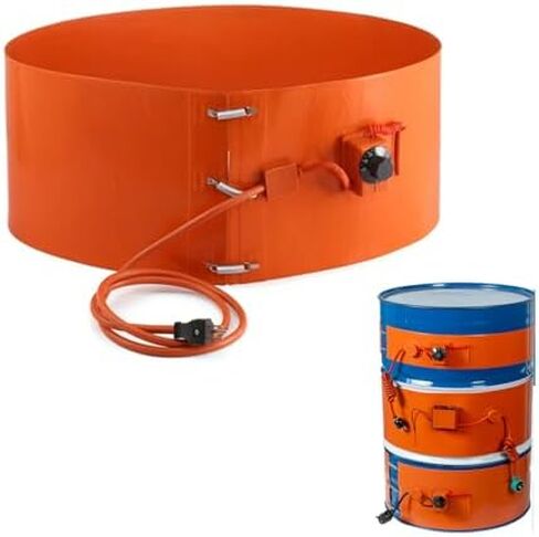 Electric Drum Heater Belt for 20-200L Oil Barrels, Metal Pail Heating Pad with Digital Display & Knob, Silicone Oil Drum Warmer, Fast Heating for Honey & Oil Storage in Kuwait
