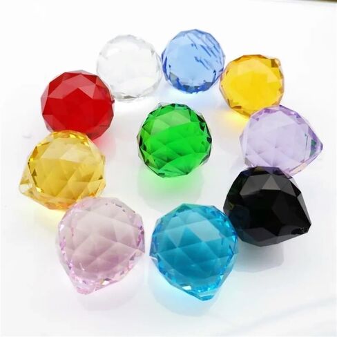 Hanging Crystals Prisms 10pcs 30mm Colorful Crystal Faceted Ball Prism Hanging Pendant Lamp Home Decor Hangings Crystals for Decoration(Purple) in Kuwait