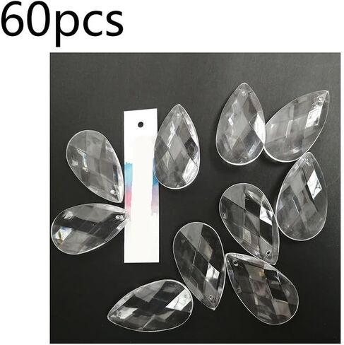 Hanging Crystals Prisms 60pcs 38MM Acrylic Crystal Faceted Drop Pendant Party Lamp Lighting Lamp Hangings Crystals for Decoration in Kuwait