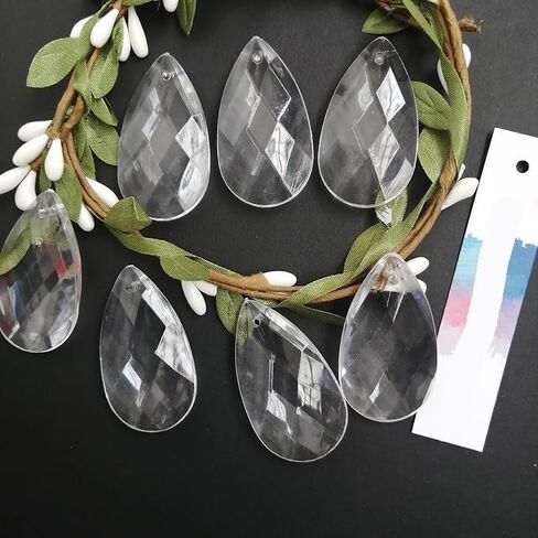 Hanging Crystals Prisms 60pcs 38MM Acrylic Crystal Faceted Drop Pendant Party Lamp Lighting Lamp Hangings Crystals for Decoration in Kuwait