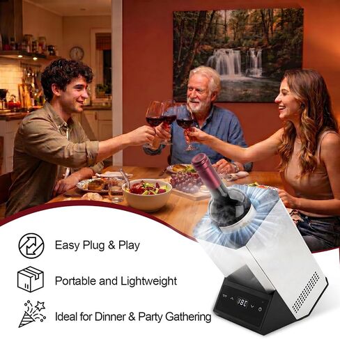 Electric Wine Chiller Single Bottle, Adjustable 41-64°F Fits 750ml Bottles | Iceless & portable design, supports 24-hour use. Suitable for home bar, gatherings, countertop and holiday gift in Kuwait