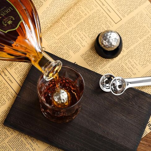 JOVGANK Golf Ball Whiskey Chilling Stones Set of 4 - Men's Golfer Gifts, Stainless Steel Reusable Ice Cubes, Metal Ice Balls for Scotch, Bourbon, Unique Fathers Day Birthday Gifts for Dad Him Husband in Kuwait