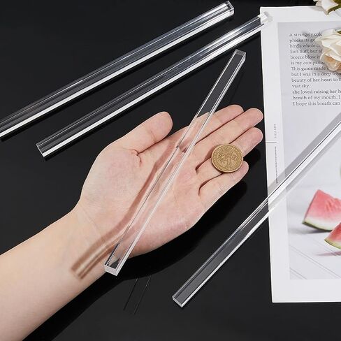 SUPERFINDINGS 4 قطع قضيب أكريليك مربع 248 × 10 × 10 مم مجموعة قضبان وتد مربعة شفافة مجموعة متنوعة من شريط صلب DIY مادة نموذجية لصنع النماذج DIY تركيبات الإضاءة اليدوية in Kuwait