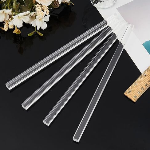 SUPERFINDINGS 4 قطع قضيب أكريليك مربع 248 × 10 × 10 مم مجموعة قضبان وتد مربعة شفافة مجموعة متنوعة من شريط صلب DIY مادة نموذجية لصنع النماذج DIY تركيبات الإضاءة اليدوية in Kuwait