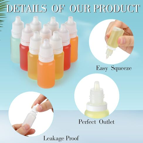TrelaCo 900 Pcs Plastic Dropper Bottles Bulk 10ml Squeezable Eye Liquid Dropper with Caps Clear Refillable Bottle for Liquids Oils Paint in Kuwait